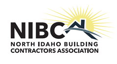 Logo of the North Idaho Building Contractors Association (NIBCA). It features the acronym "NIBCA" in bold black letters, with a stylized roof and sun rays in the background. The full name of the association is written below the acronym. For more information about vertical options, visit their site.
